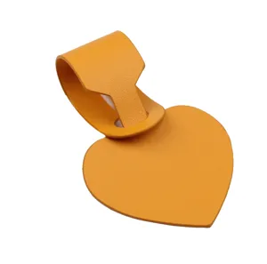 Orange PU leather heart luggage tag suitcase travel bag identifier label accessory
