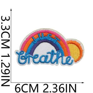 Bestickter Regenbogen Sonnen Aufnäher mit Text für Jacke und Kleidung Dekoration.