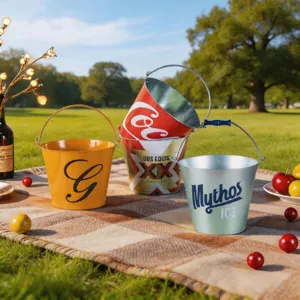 Runder verzinkter Metall Eisbecher 5L Bierkübel für Bar Party und Outdoor Grillen