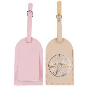 Elegantes 2er Set Kofferanhänger aus PU-Leder, praktische Reise-ID-Etiketten mit Riemen.