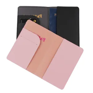 PU leather passport cover and card holder set with multi-slot design for travel organization.