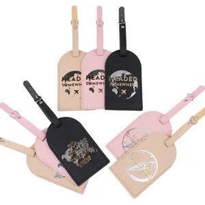 PU Leder Kofferanhänger Set, wasserdichtes Reisegepäck Etikett mit Goldprägung Design.