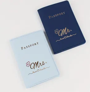Paar Reisepasshülle PU Leder Dokumententasche Reise Organizer Set in Blau und Marine