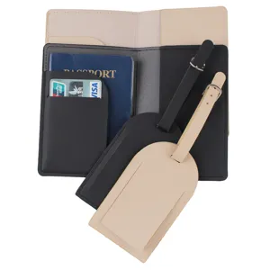PU leather passport holder and luggage tag set, travel wallet and ID card holder combo.