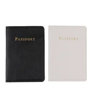 Minimalist PU leather passport holder detail, dual color travel document organizer pouch.