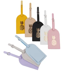 Etichetta per Bagaglio in Pelle PU Impermeabile Stampa Oro Ananas Da Viaggio Valigia Etichetta Identificativa Accessori Borsa Unisex