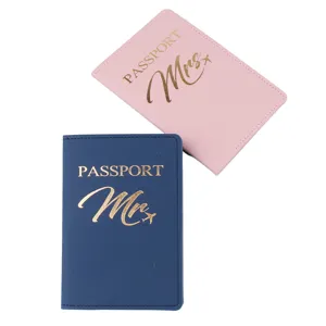 Set copri passaporto coppia pelle PU rosa blu Mr Mrs custodia passaporto organizzatore