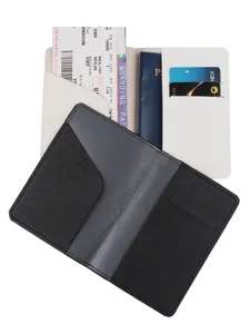 Multi-functional PU leather passport holder and travel document organizer wallet pouch.