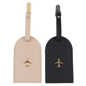 Etichette per Bagagli in Pelle 2pz Valigia da Viaggio Portatile con Logo Aereo d'Oro