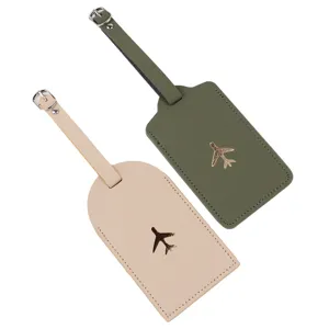 Set etichette per valigia in pelle PU, targhetta per bagaglio da viaggio aereo, 2 pz.