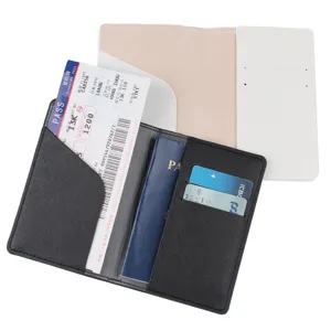 Conjunto de funda para pasaporte y tarjetero de cuero PU con múltiples ranuras.