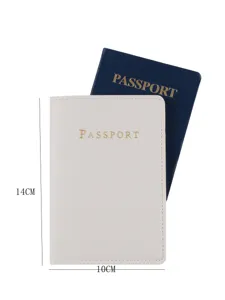 PU leather passport cover protective case travel document holder organizer with card slots white