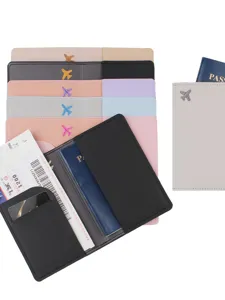 Etui de passeport en cuir PU multicolore organisateur de documents voyage brode avion