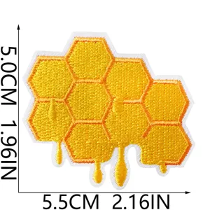 Wappenhonigwabe bestickt Aufnäher mit tropfendem Honig Design für DIY Kleidung Reparatur