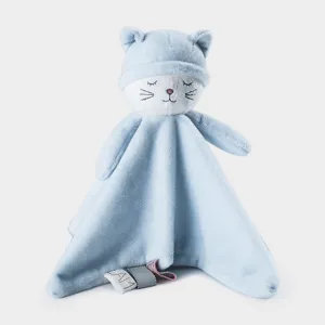 Cute blue cat security blanket plush baby sleeping toy soft comfort soothing doll.