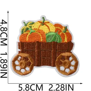 Cute pumpkin cart embroidery patch farm theme DIY clothing repair decorative fabric applique