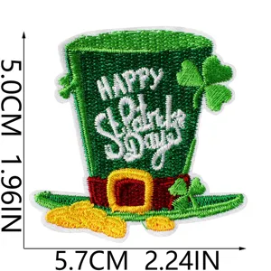 St. Patrick's Tag irischer gruener Zylinder bestickter Aufnaeher DIY Kleidung Abzeichen