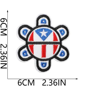 Puerto Rico bestickter Aufnäher Taíno Sonne DIY Kleidung Zubehör Bügelbild 6 cm Motiv