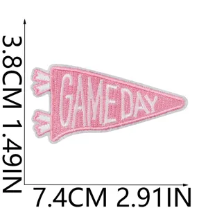 Pink game day embroidered patch iron on badge appliques clothing backpack decor
