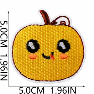 Süßer Kürbis Stickerei Aufnäher Detail, 5cm Größe, ideal für Kleidung DIY und Reparatur.
