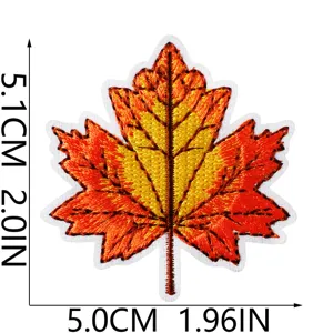 Herbst Ahornblatt bestickter Aufnäher, DIY dekorativer Bügelflicken für Kleidung und Taschen.