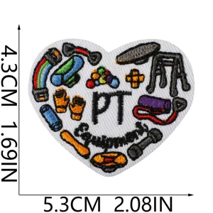 Embroidered heart PT equipment patch for clothing, jacket, and backpack DIY decoration.