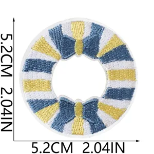 Round beach vacation style embroidered cloth patch DIY decorative iron-on badge 5.2cm