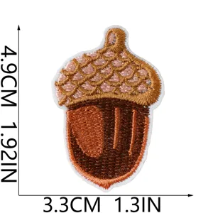 Cute acorn embroidered patch for clothing repair, DIY fabric accessory, 4.9x3.3cm size.