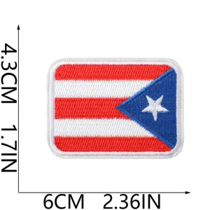 Puerto Rico Flagge bestickter Aufnäher zum Aufbügeln Dekoration Badges 6x4.3cm