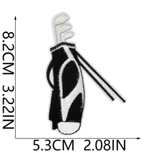 Écusson brodé sac de golf noir et blanc vêtement sac à dos accessoire DIY décoratif 8.2x5.3cm