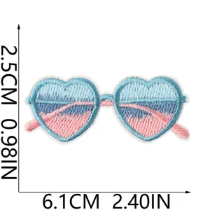 Beach vacation heart sunglasses embroidered cloth patch DIY apparel decorative accessory item