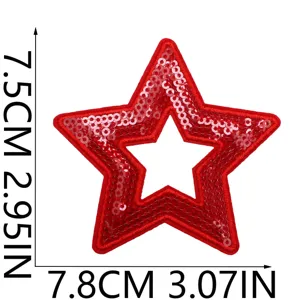 Toppa stella con paillettes rosse ricamata applicazione per vestiti borse fai da te