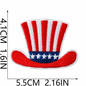 Onkel Sam Zylinder bestickte Bügelflicken, patriotischer US Feiertag DIY Aufnäher für Kleidung.