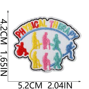 Physical therapy embroidered patch, colorful cute iron on badge for clothing, hat, and backpack.