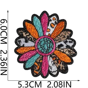 Parche bordado estilo western retro, diseño margarita colorido para reparación de chaqueta 6cm.