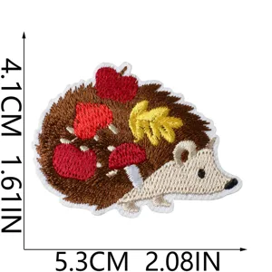 Cute hedgehog embroidered patch for clothing repair, adorable DIY decorative fabric badge.