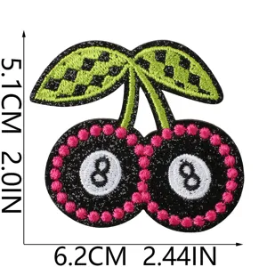 Billiard 8 Ball Cherry Embroidery Iron On Patch Cute DIY Clothing Jeans Appliques