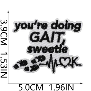Embroidered patch with funny text and paw print design for clothing DIY decoration size 3.9x5cm.