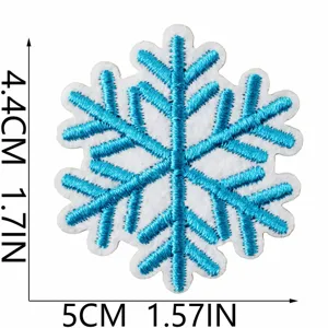 Blauer Schneeflocke Stickaufnäher DIY Kleidung Reparatur Bügelbild Zubehör Dekoration.