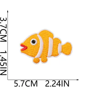 Clownfisch Stickerei Aufnaher Ozean Tier Stoff Applikation niedliche Dekoration Abzeichen