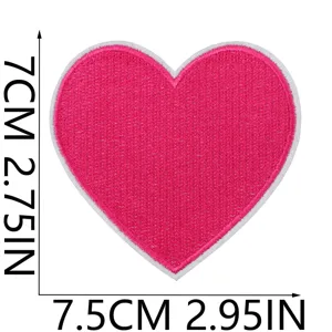Pink heart embroidered patch iron on badge DIY clothing accessory apparel decoration 7.5x7cm