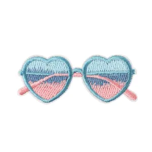Beach vacation theme heart sunglasses embroidery cloth patch DIY denim clothing decoration.
