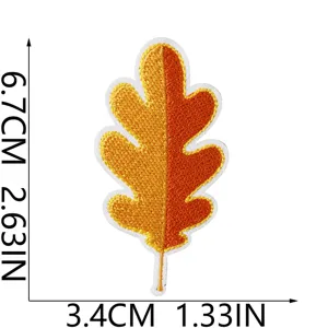 Autumn oak leaf embroidered patch DIY clothing repair decorative applique badge accessory
