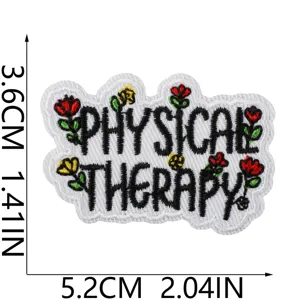 Contrast color physical therapy embroidered patch iron on clothing backpack accessory