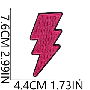 Pink lightning bolt embroidered patch DIY clothing accessory iron-on badge for jackets bags