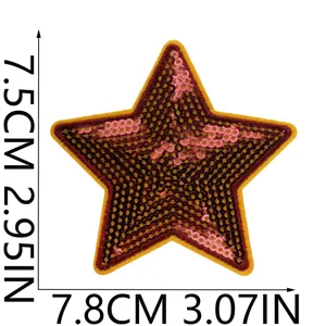 Toppa ricamata a stella con paillettes accessorio fai da te termoadesivo 7.5x7.8cm