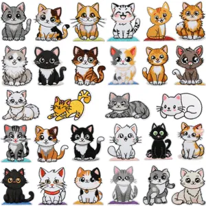 Suesse Katzen Stickerei Aufnaeher Set fuer Kleidung Rucksack DIY dekorative Abzeichen.