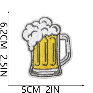 Beer mug embroidered patch summer festival cooling drink badge DIY clothing accessory iron on