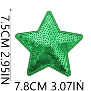 Étoile pailletée verte écusson brodé, accessoire de décoration DIY 7.8x7.5cm
