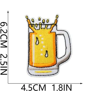 Summer beer embroidery patch detail view showing size and stitch texture clearly.